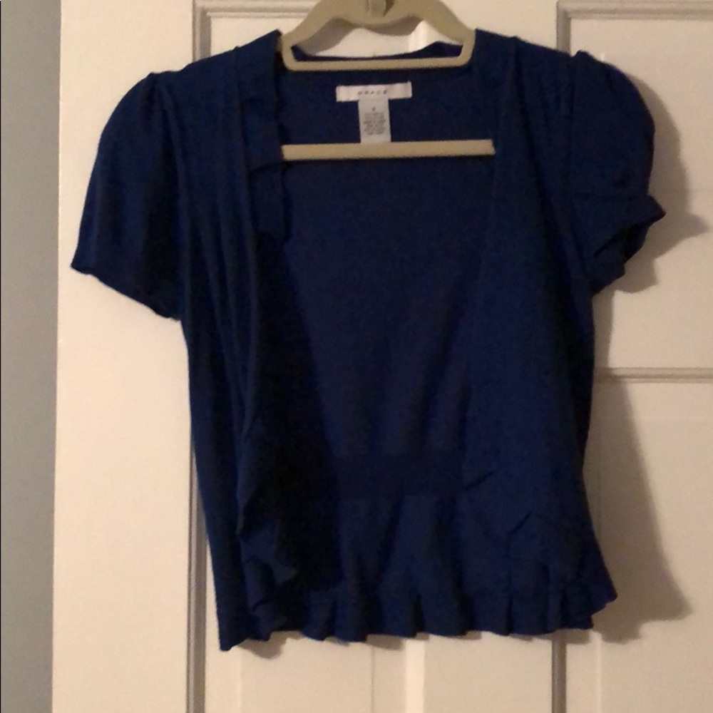 Blue cup sleeve sweater